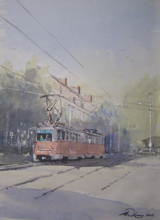 " Early start on the tram " Krasnodar, Russia
