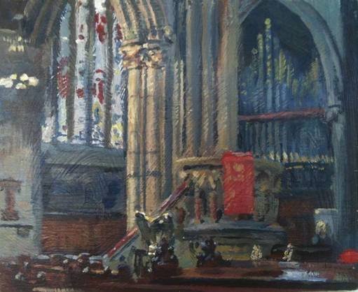 Doncaster Minster, acrylic on board