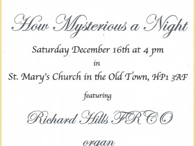 16th December 4 pm, festive concert at St. Mary's, Old Town