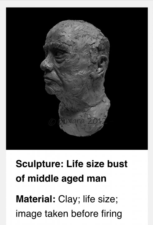 Life size bust of a middle aged man