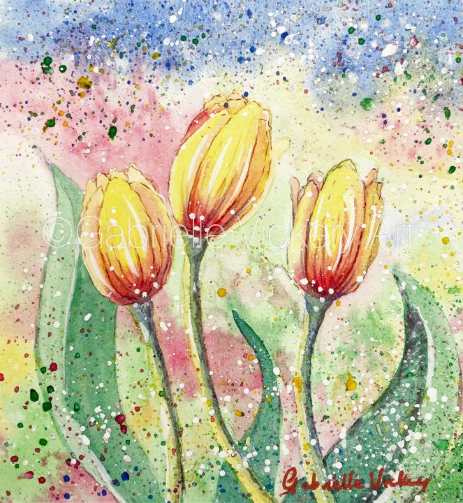 Yellow Tulips - Original Watercolour Painting