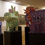 Birdboxes on display at Huddersfield Art Gallery
