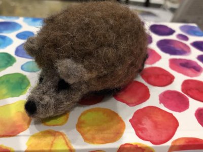 Needle felted hedgehog with June Durrant
