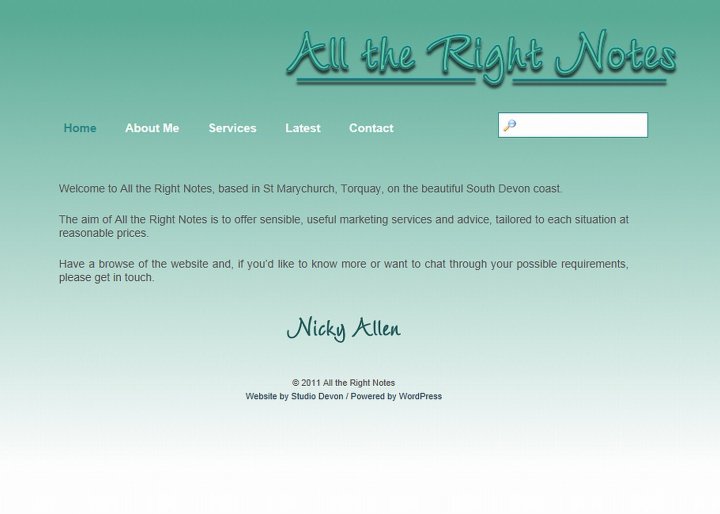 All the Right Notes website