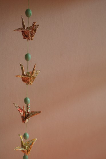 An origami crane chain