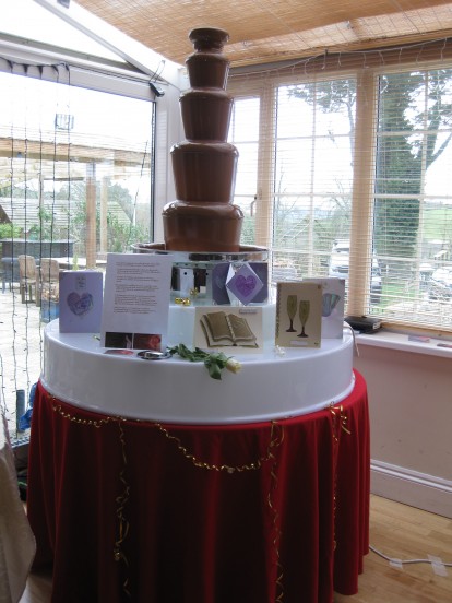 Chocolate fountain in full flow.