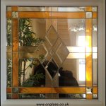Gold lead bevel glass window.