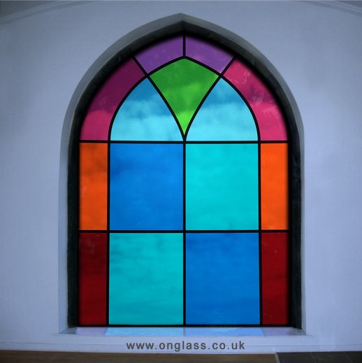 Gothic arched stained glass window