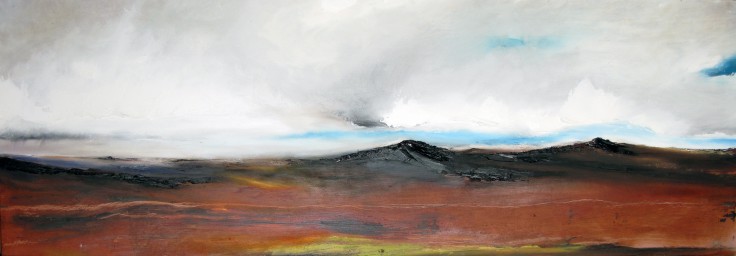 north west of fur tor / oil on board / 870mm x 300mm