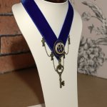 Royal Blue Velvet & Brass Steampunk Necklace