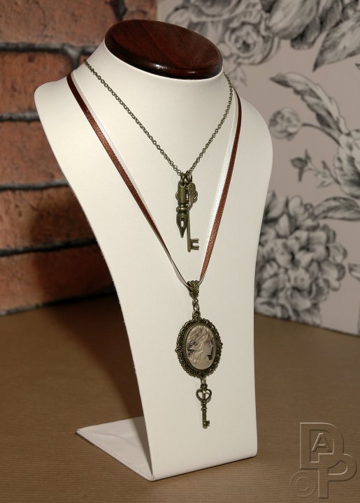 Satin Ribbon & Chain Steampunk Necklace