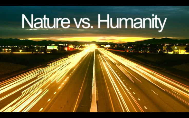Screenshots from 'Nature vs. Humanity' music video