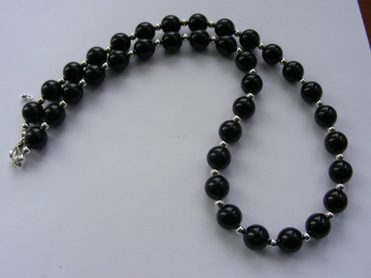 Semi Precious Black Onyx & Sterling Silver Necklace