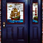 Stained glass - galleon, ship, boat, lighthouse design