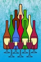 Stylised Wine Bottles and Glasses