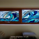Surfs Up - stained glass wave fanlight windows.