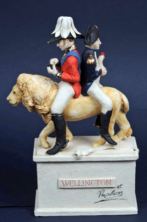 Wellington et Napoleon astride a Lion