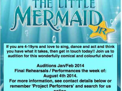 Auditions for Disneys The little Mermaid Jr age 4-19yrs