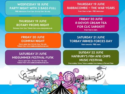 Babbacombe Festival Marquee Line-Up Announced