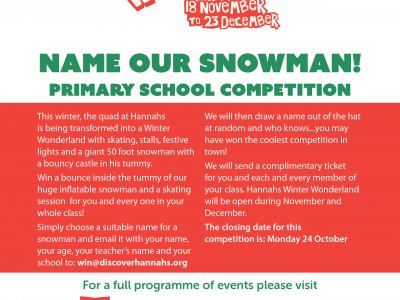 Name our snowman - win skating tickets for your whole class!