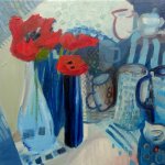 Red Tulips, blue jugs